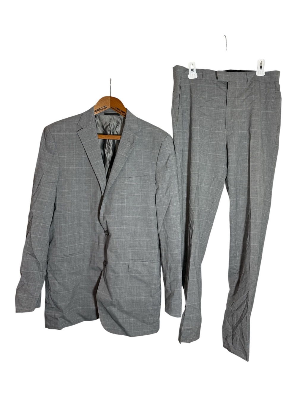 Kenneth Cole Men's Gray Suit Jacket 42L 35X29 Dress Pants